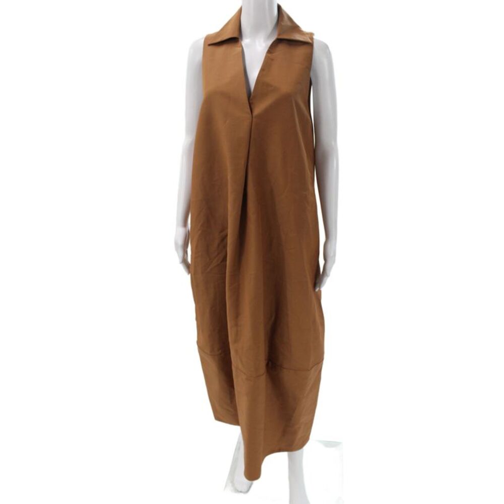CO Women Collared Sleeveless Maxi Dress Brown Pullover Size M - Picture 1 of 6
